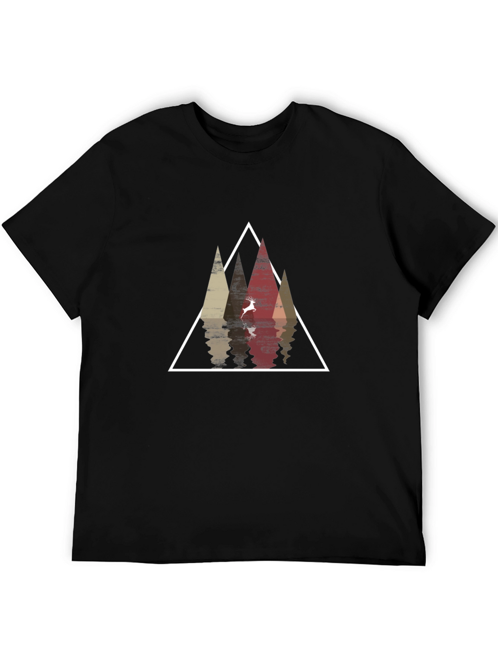 Geometric Deer & Mountain Graphic Tee
