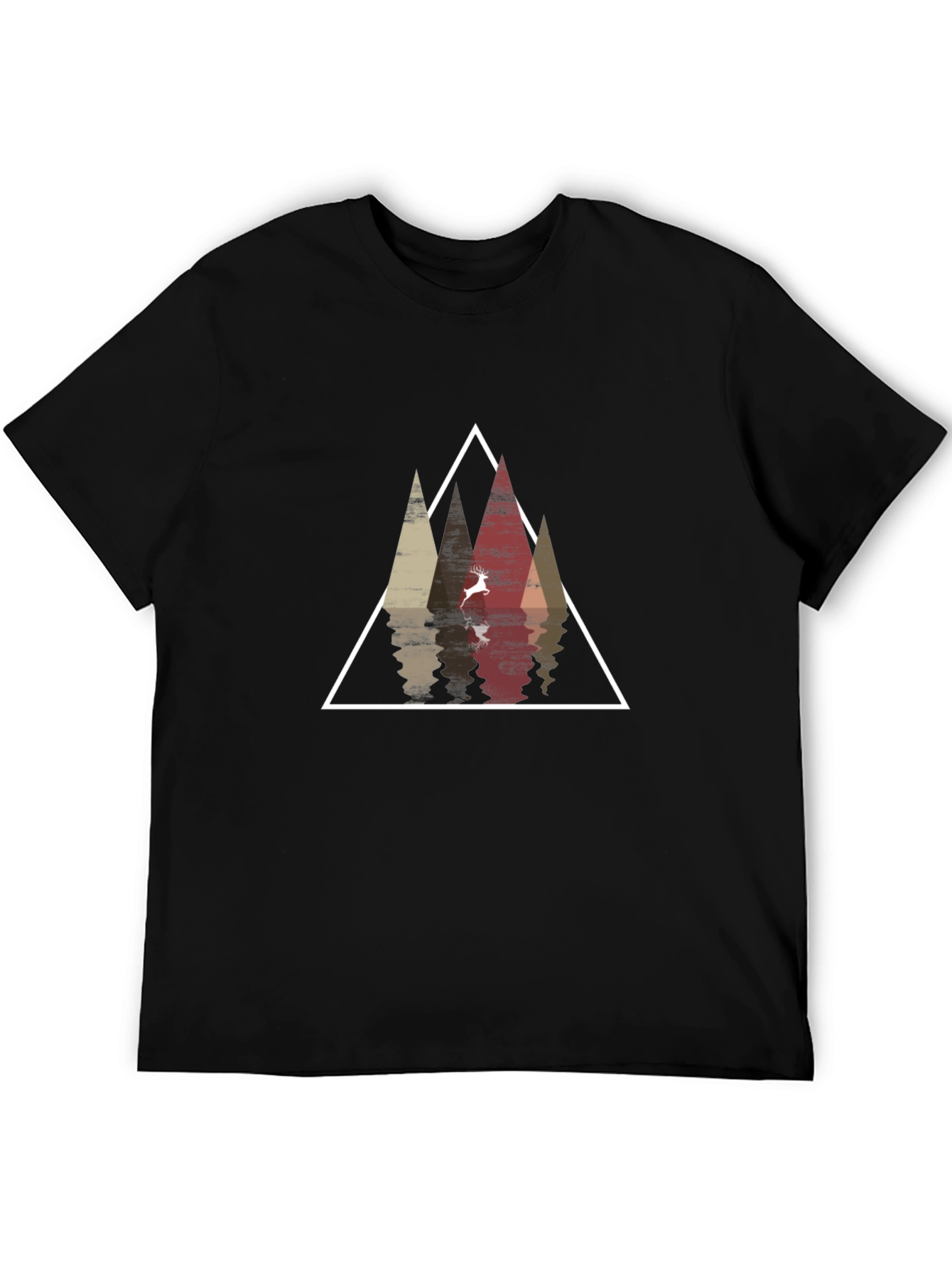 Geometric Deer & Mountain Graphic Tee