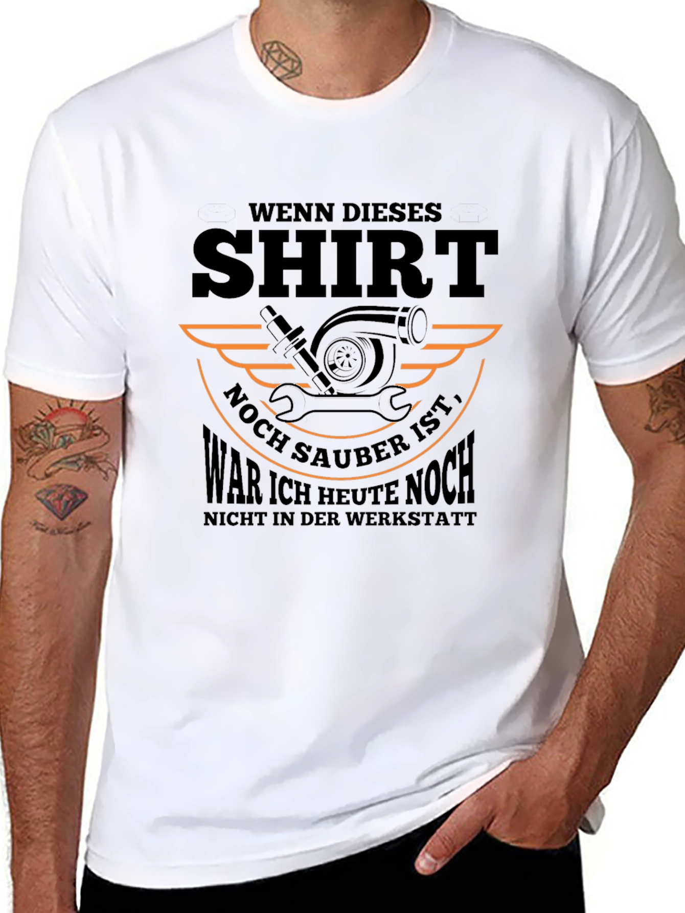 Black T-Shirt with Automotive Mechanic Design
