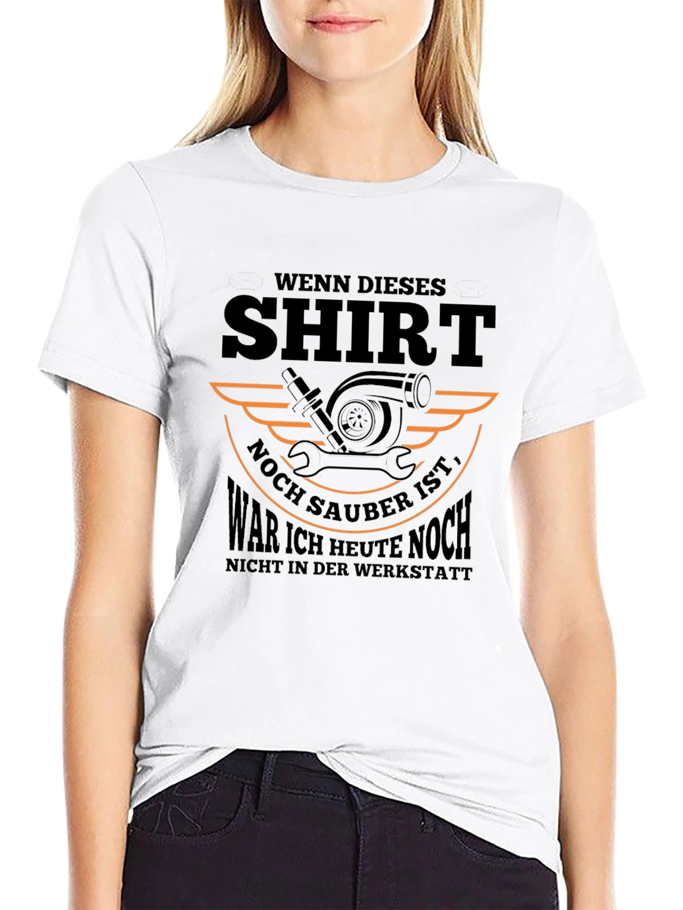 Black T-Shirt with Automotive Mechanic Design