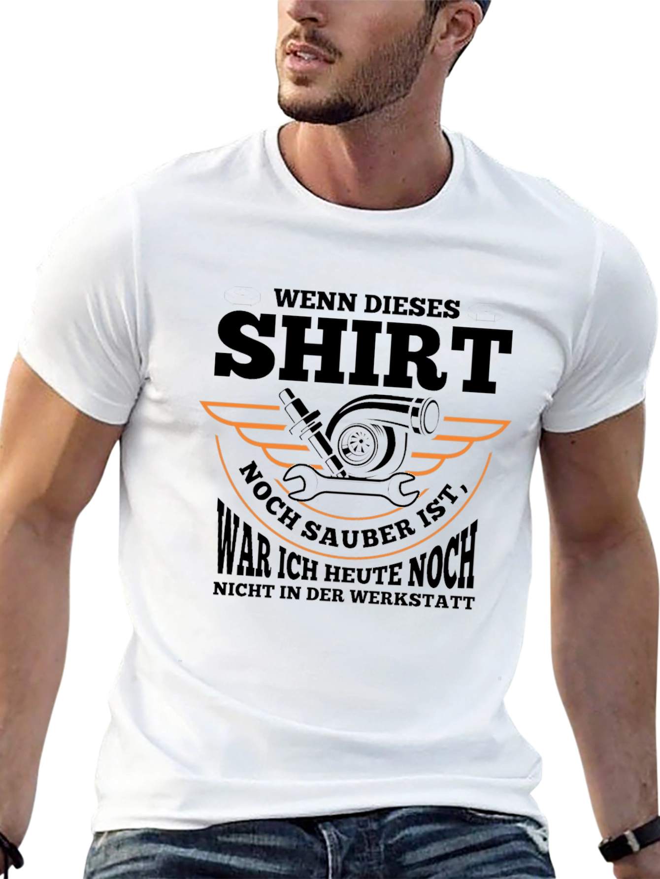 Black T-Shirt with Automotive Mechanic Design