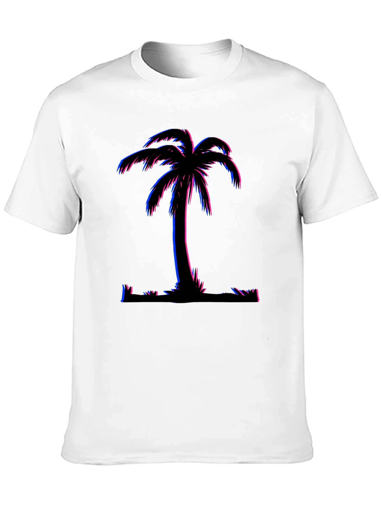 Vaporwave Palm Tree Graphic T-Shirt - Black