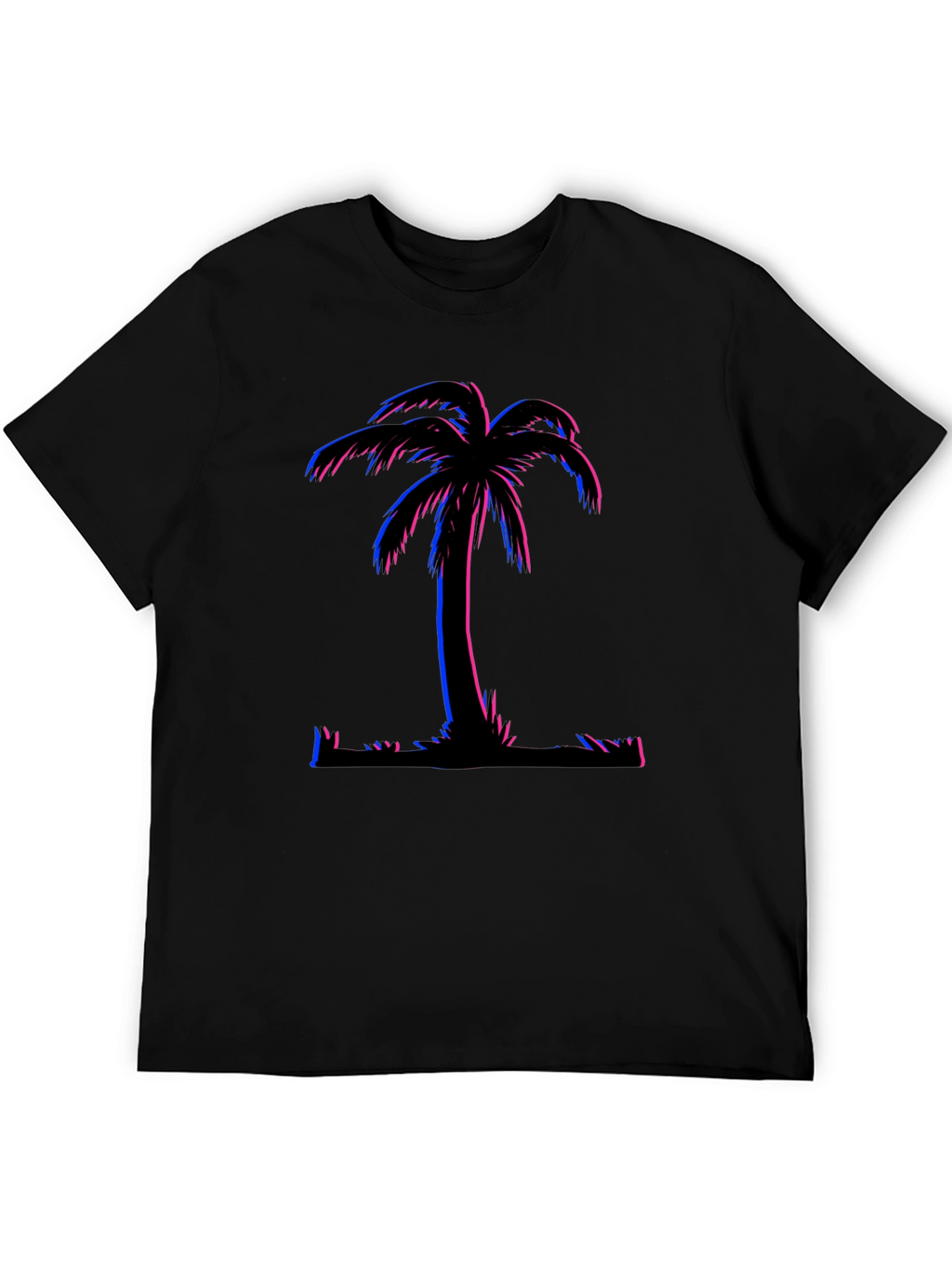 Vaporwave Palm Tree Graphic T-Shirt - Black