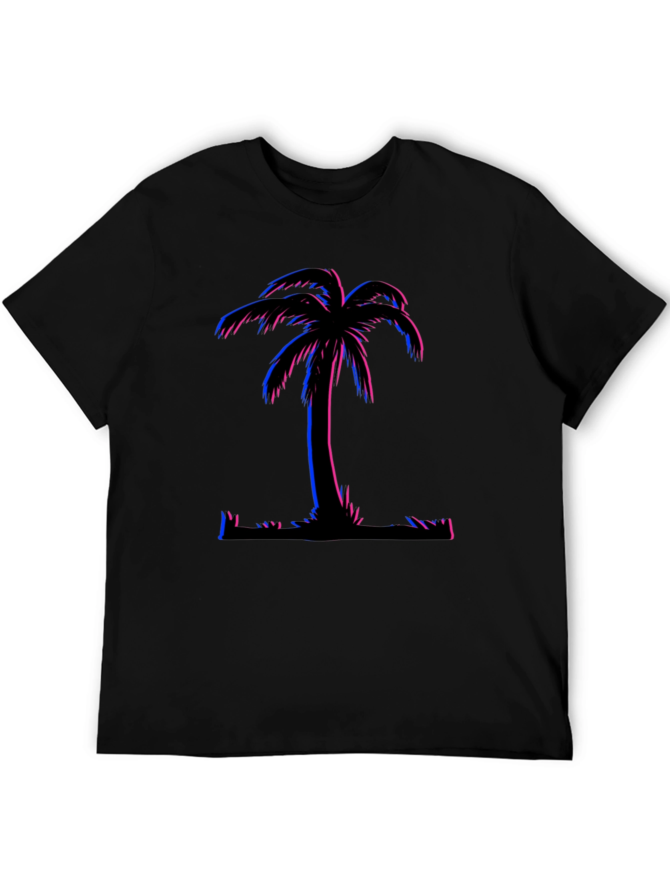 Vaporwave Palm Tree Graphic T-Shirt - Black