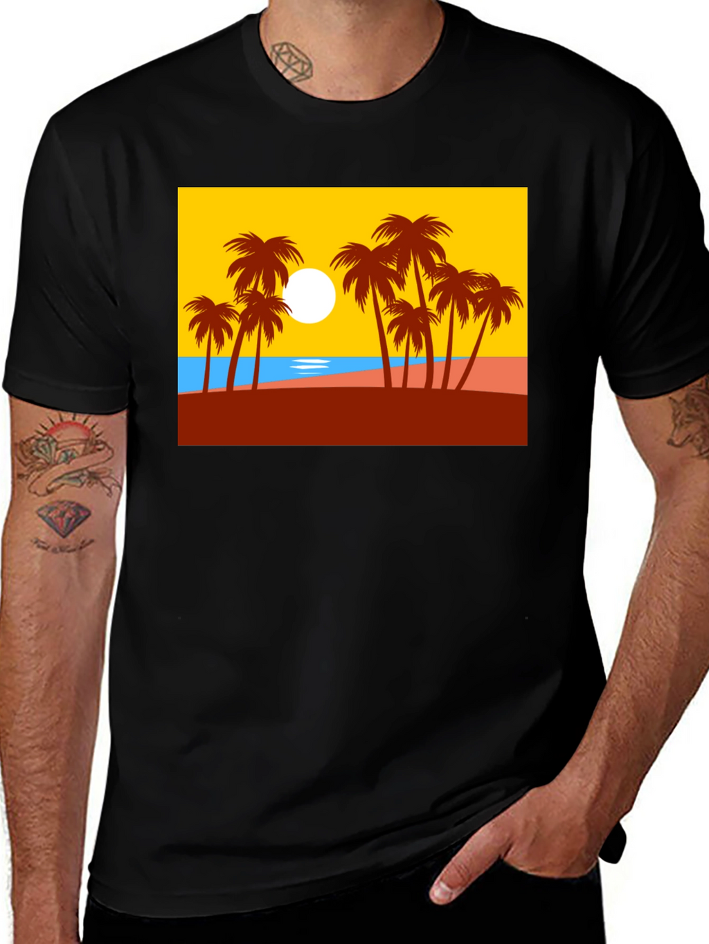 Palm Tree Graphic T-Shirt - Tropical Beach Design