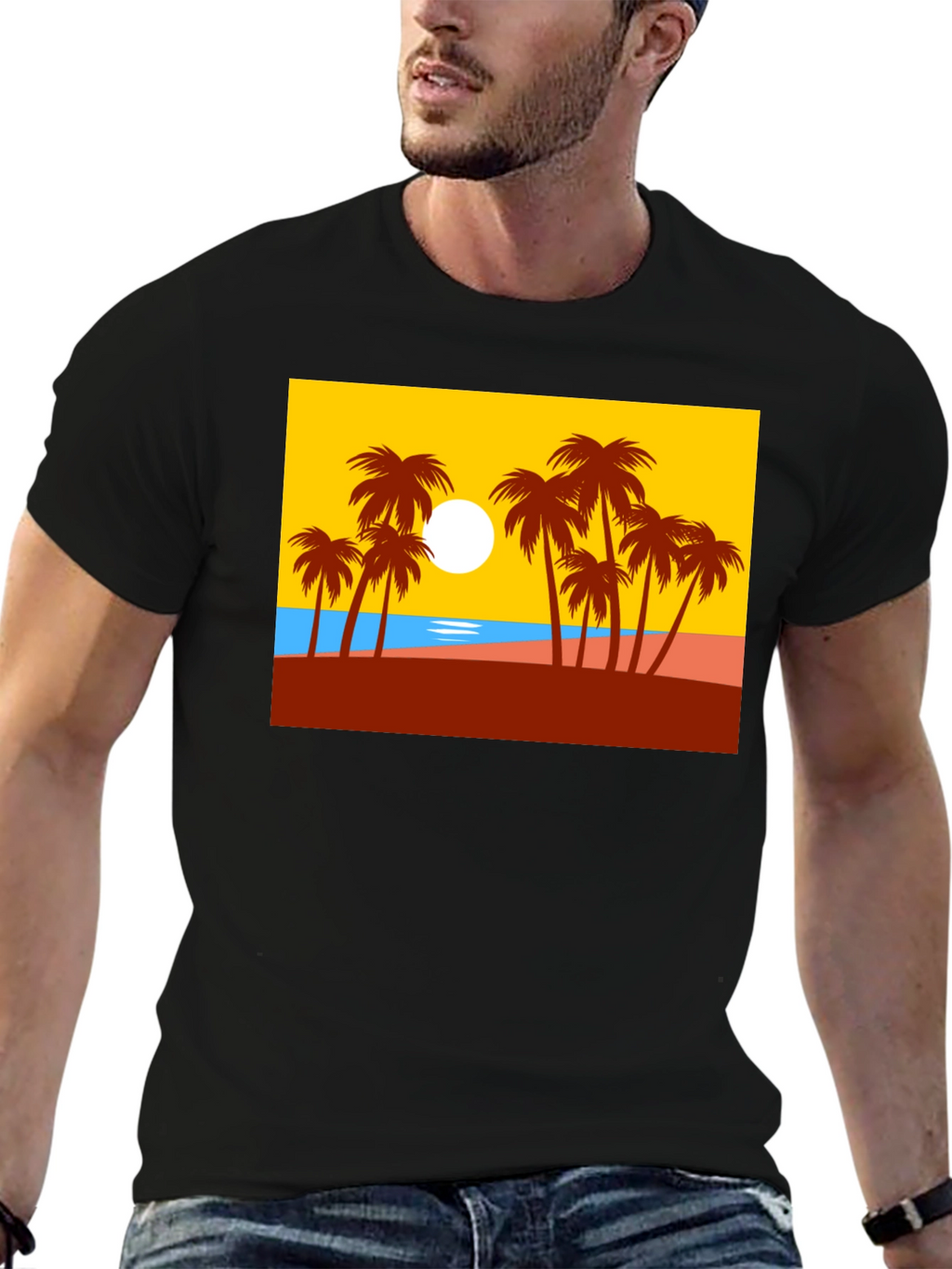 Palm Tree Graphic T-Shirt - Tropical Beach Design