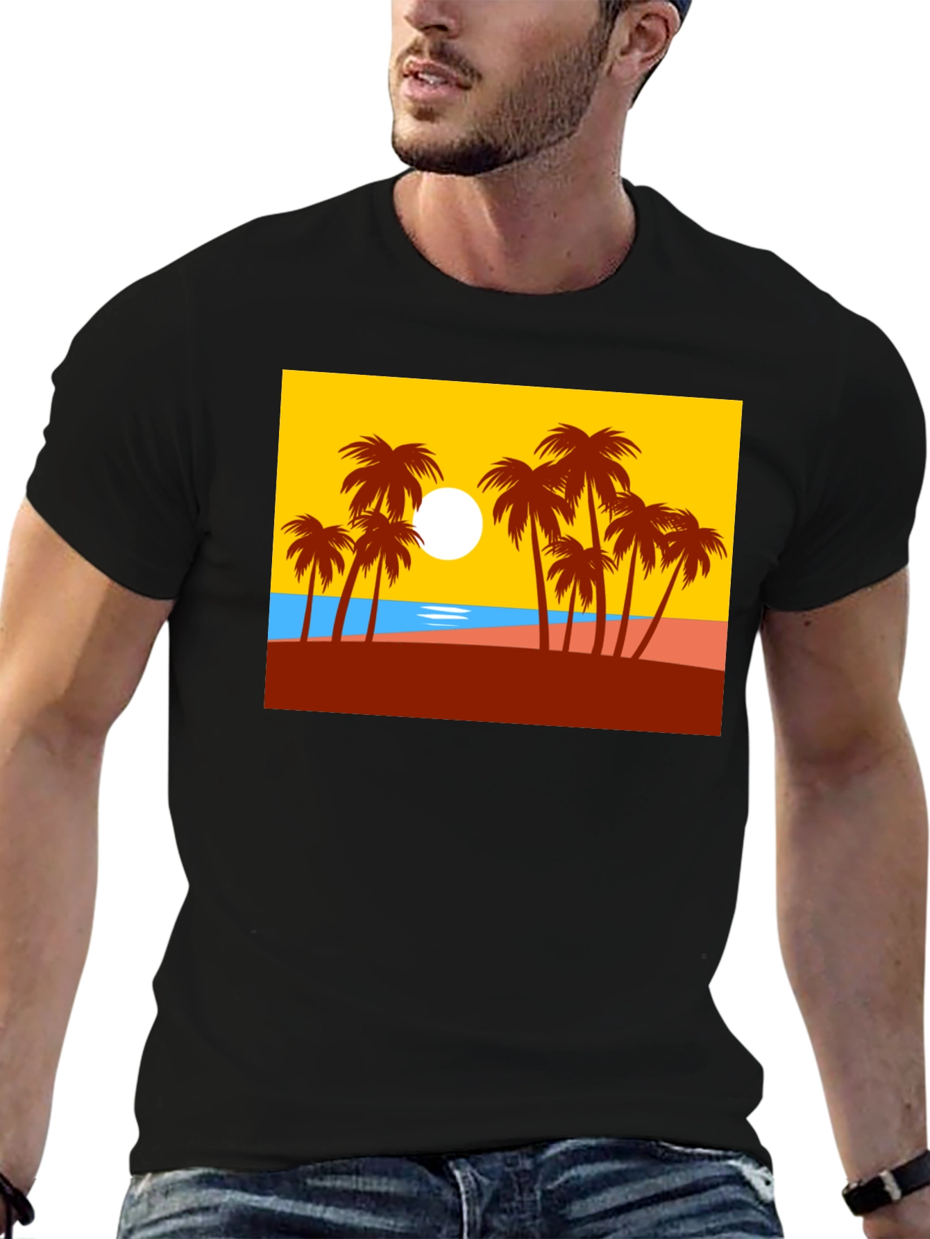 Palm Tree Graphic T-Shirt - Tropical Beach Design