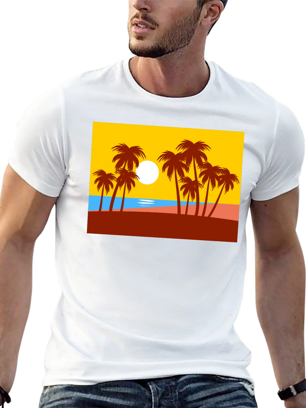 Palm Tree Graphic T-Shirt - Tropical Beach Design