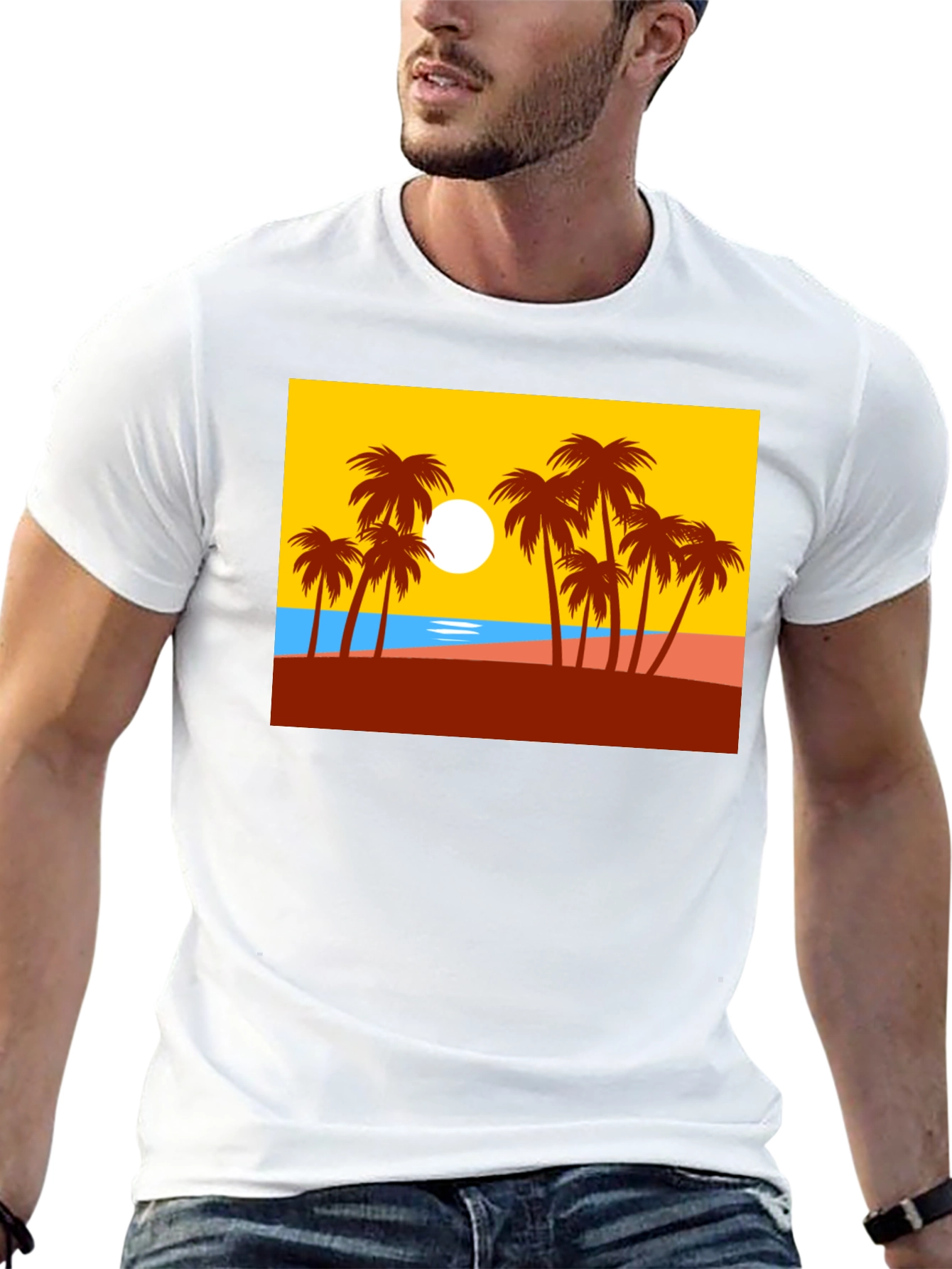 Palm Tree Graphic T-Shirt - Tropical Beach Design