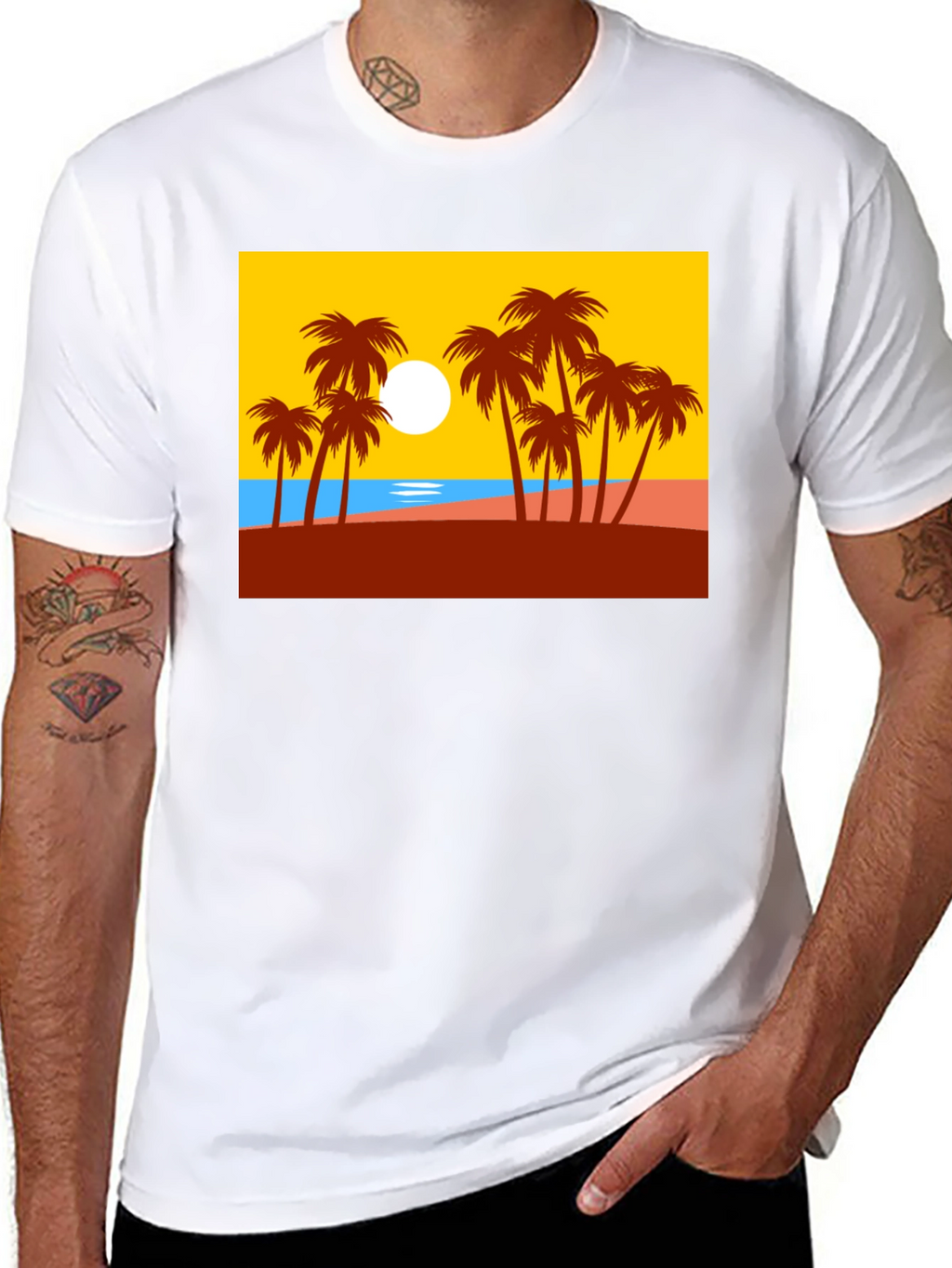 Palm Tree Graphic T-Shirt - Tropical Beach Design