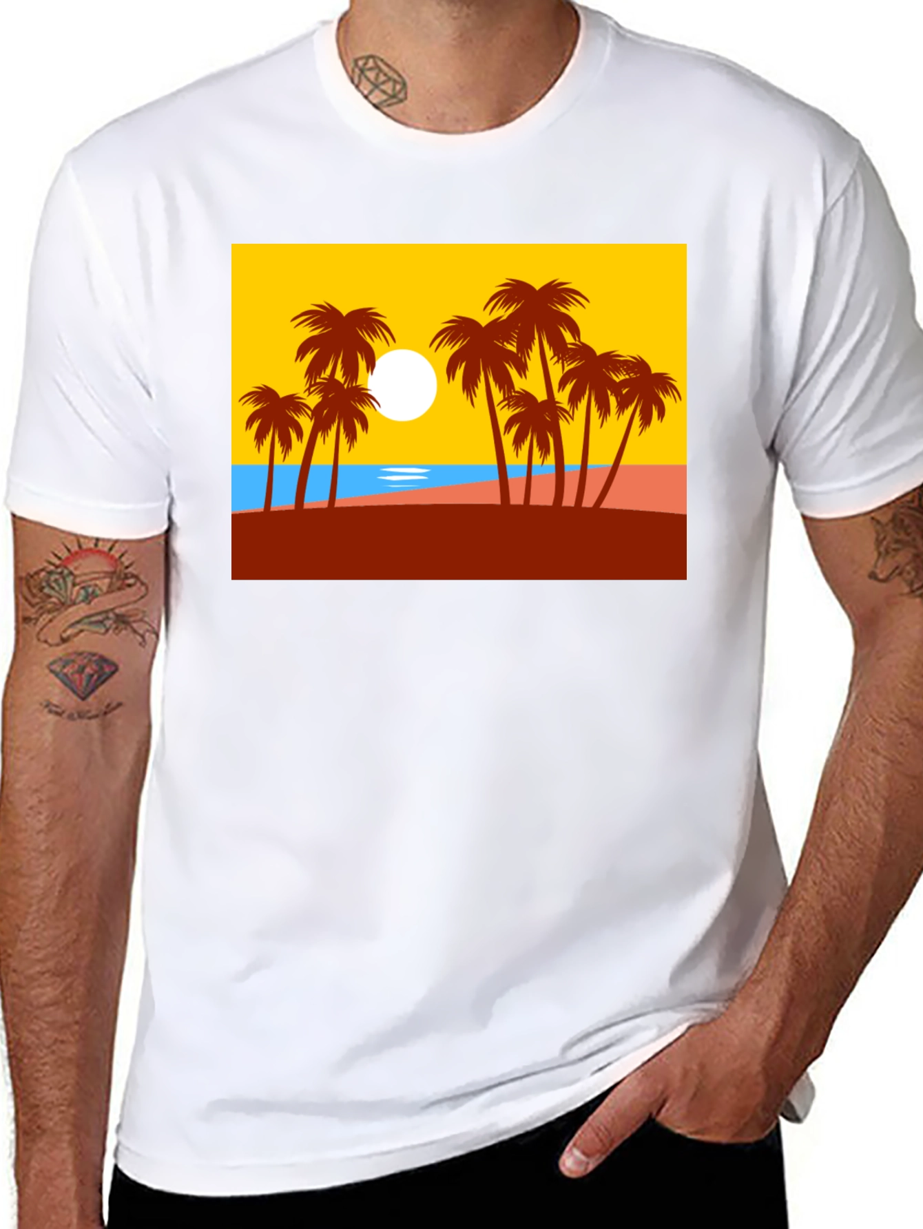 Palm Tree Graphic T-Shirt - Tropical Beach Design