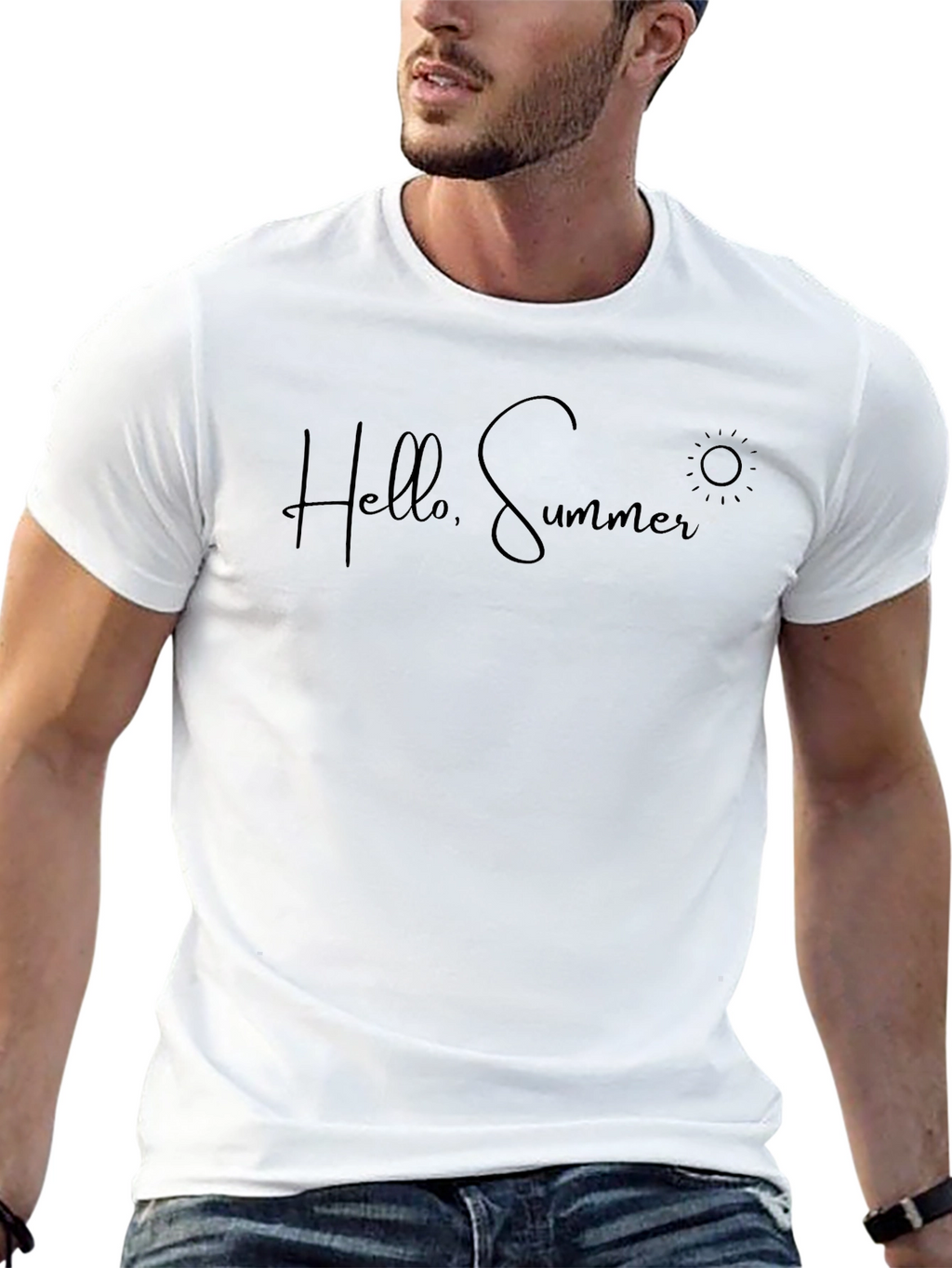 Hello Summer T-Shirt - Black Short Sleeve Tee