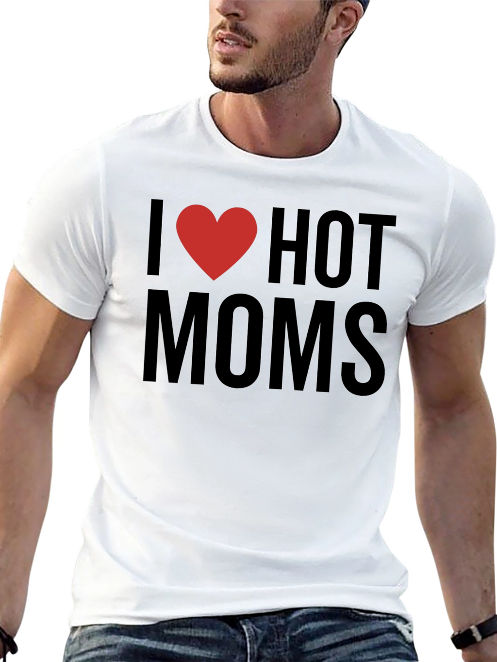 I Heart Hot Moms Black Graphic Tee