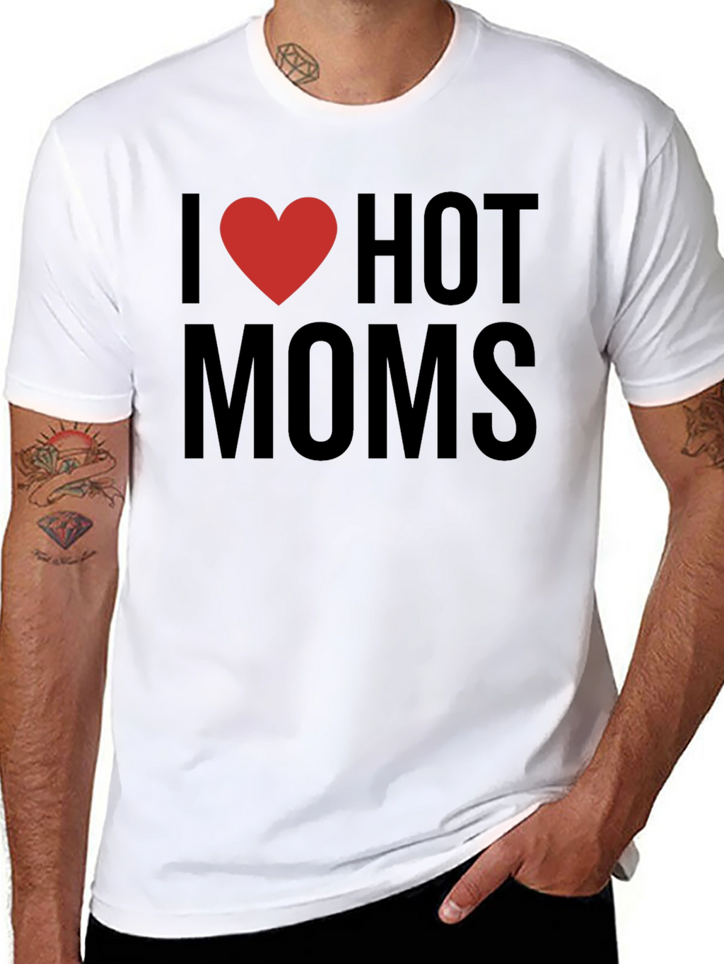 I Heart Hot Moms Black Graphic Tee