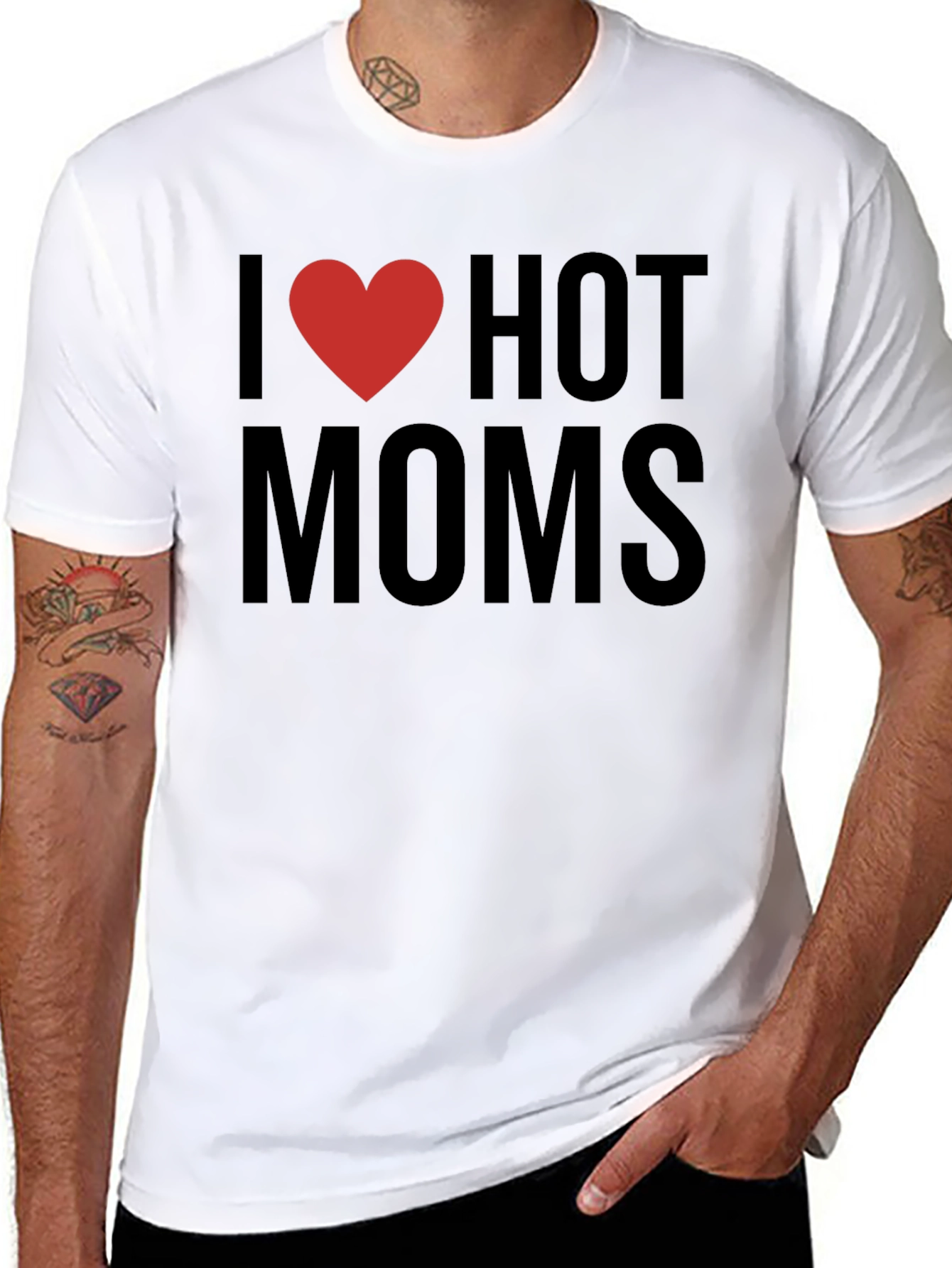 I Heart Hot Moms Black Graphic Tee
