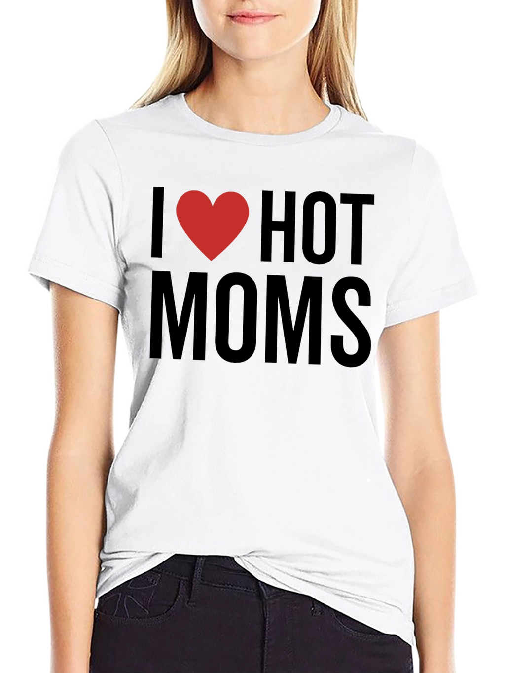 I Heart Hot Moms Black Graphic Tee