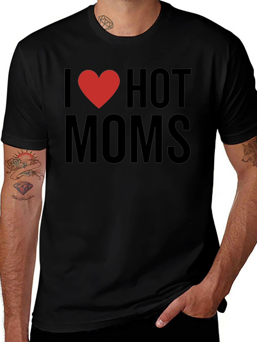 I Heart Hot Moms Black Graphic Tee