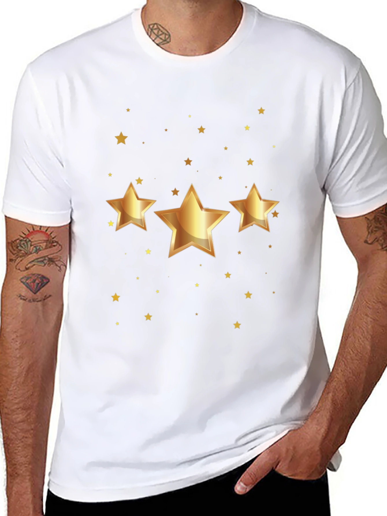 Golden Star Graphic Black T-Shirt