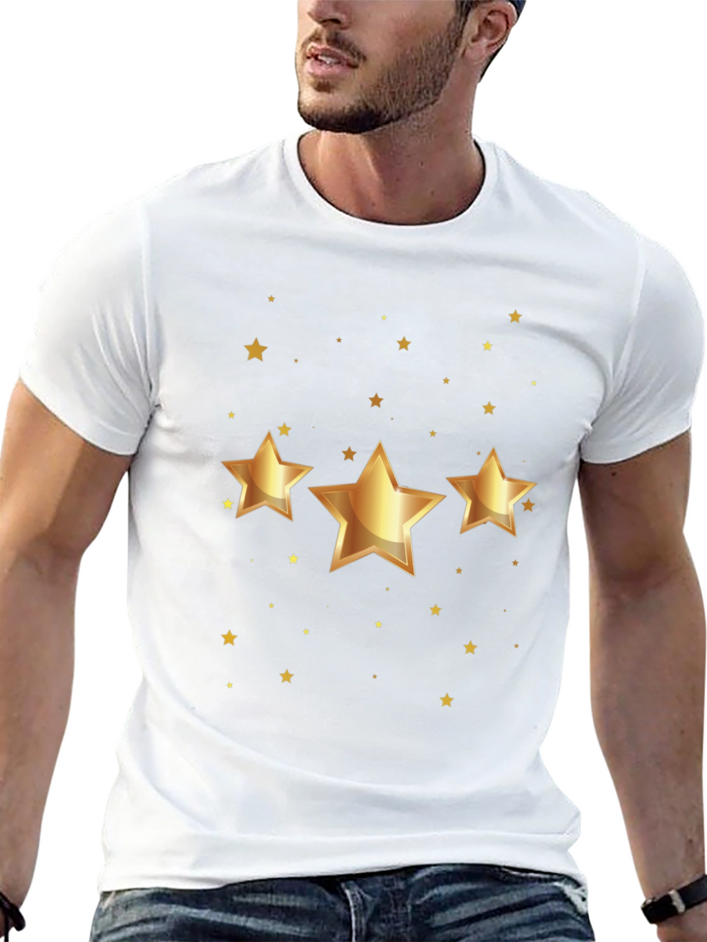Golden Star Graphic Black T-Shirt
