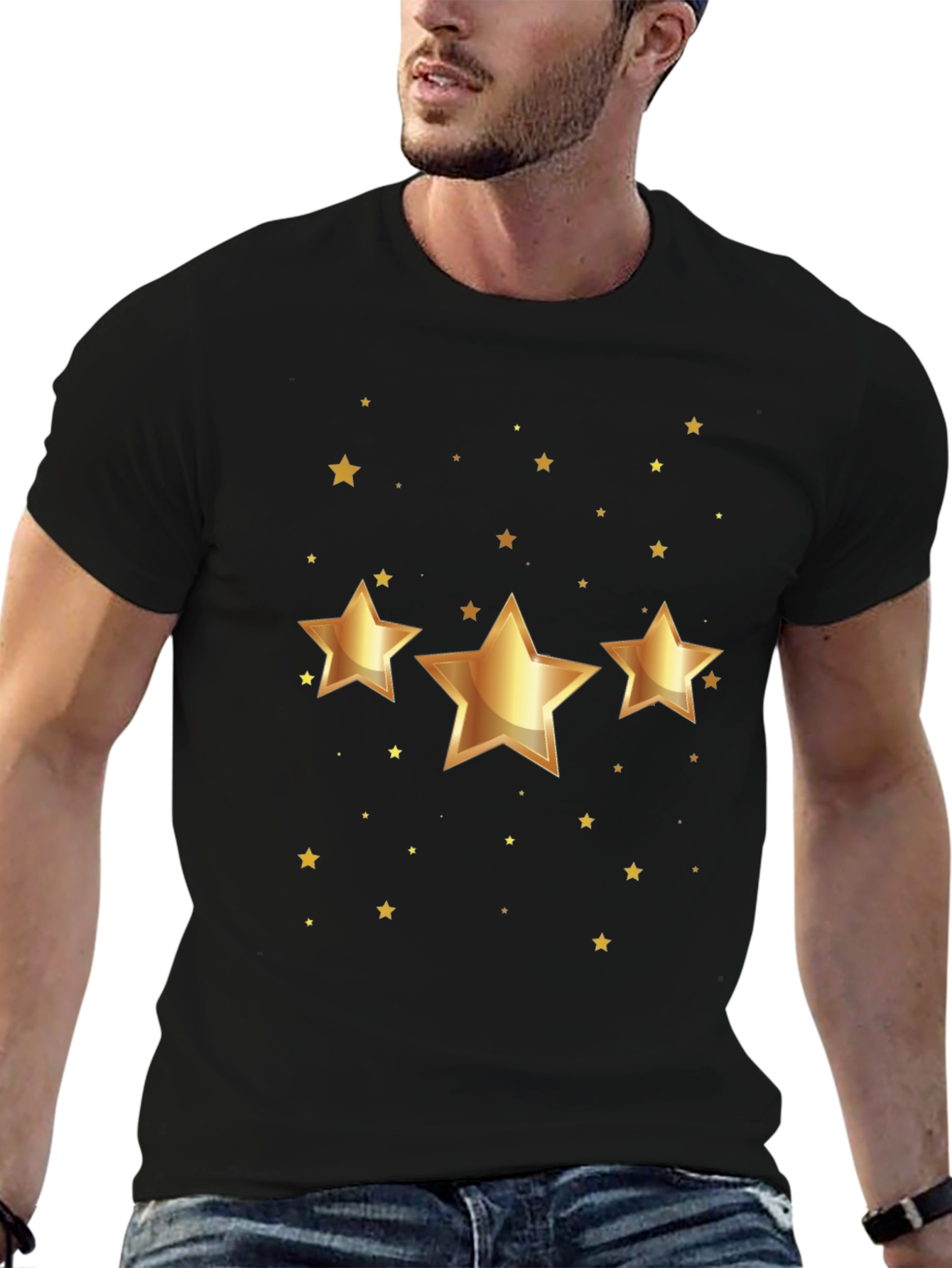 Golden Star Graphic Black T-Shirt