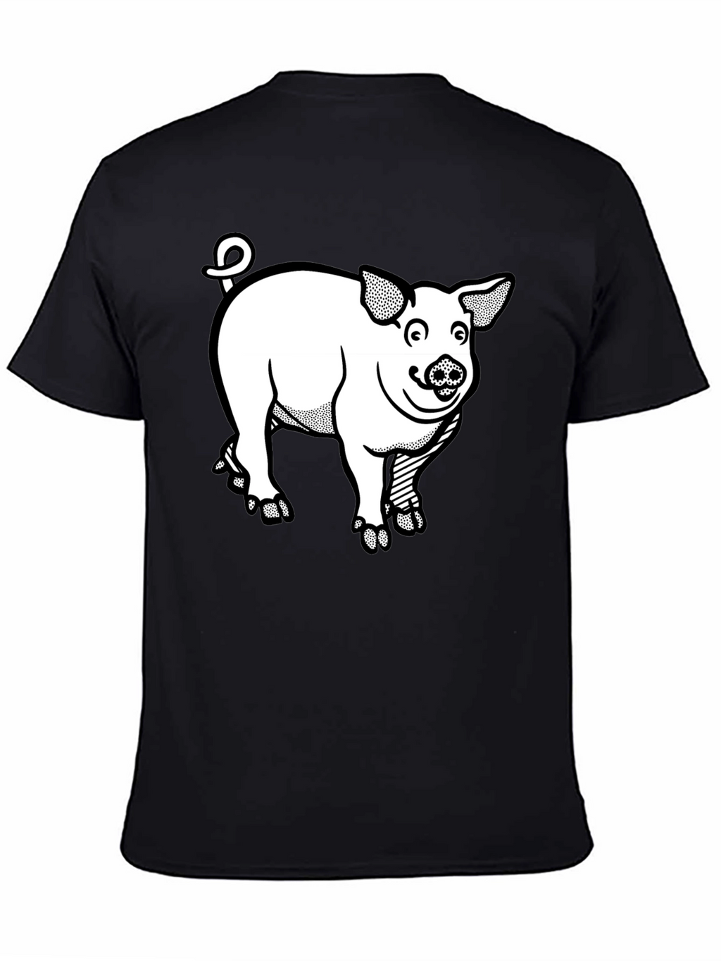 Cartoon Pig Graphic Tee - Black T-Shirt