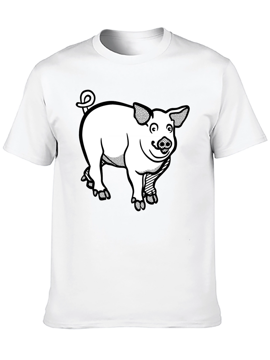 Cartoon Pig Graphic Tee - Black T-Shirt