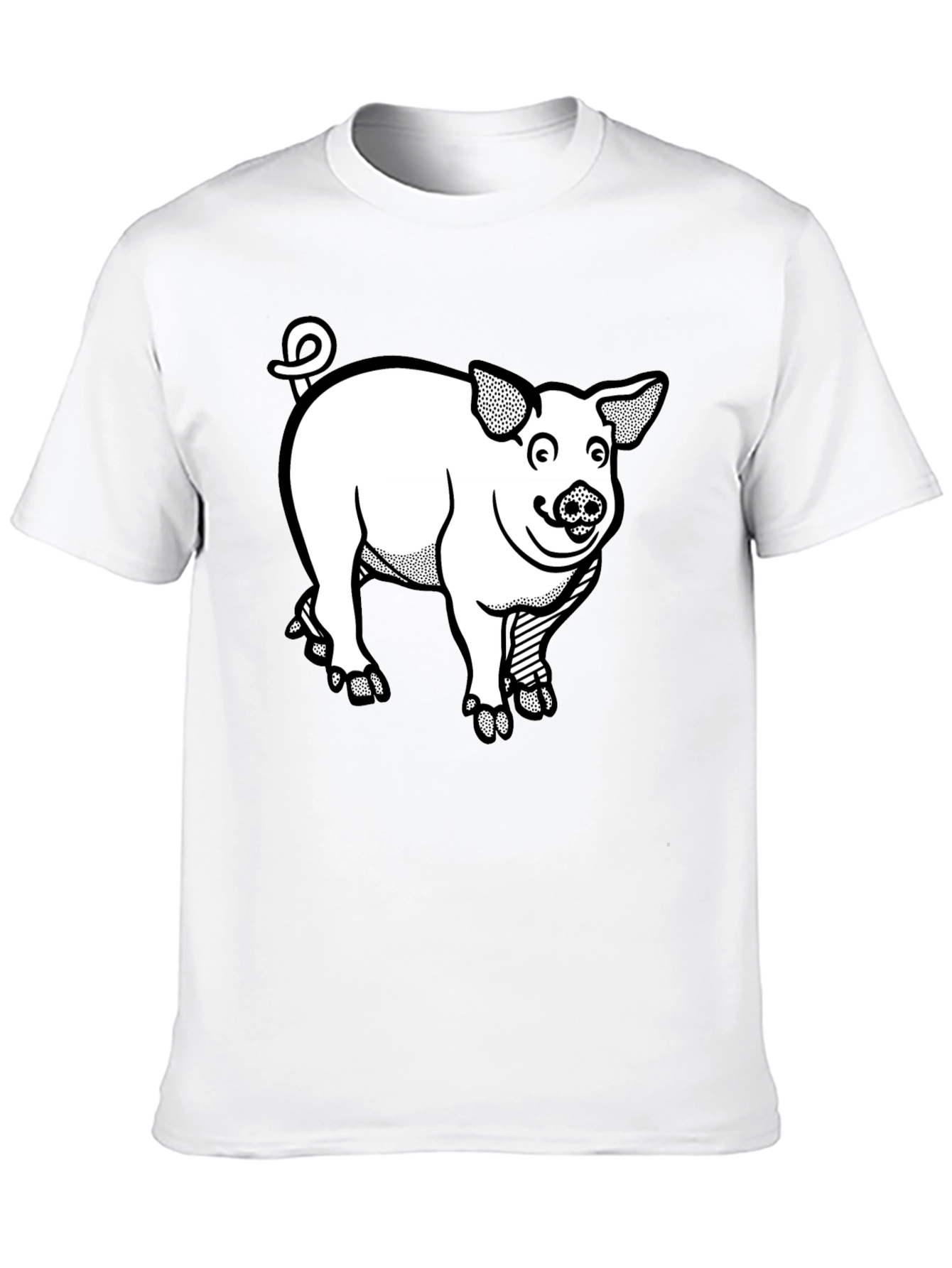 Cartoon Pig Graphic Tee - Black T-Shirt