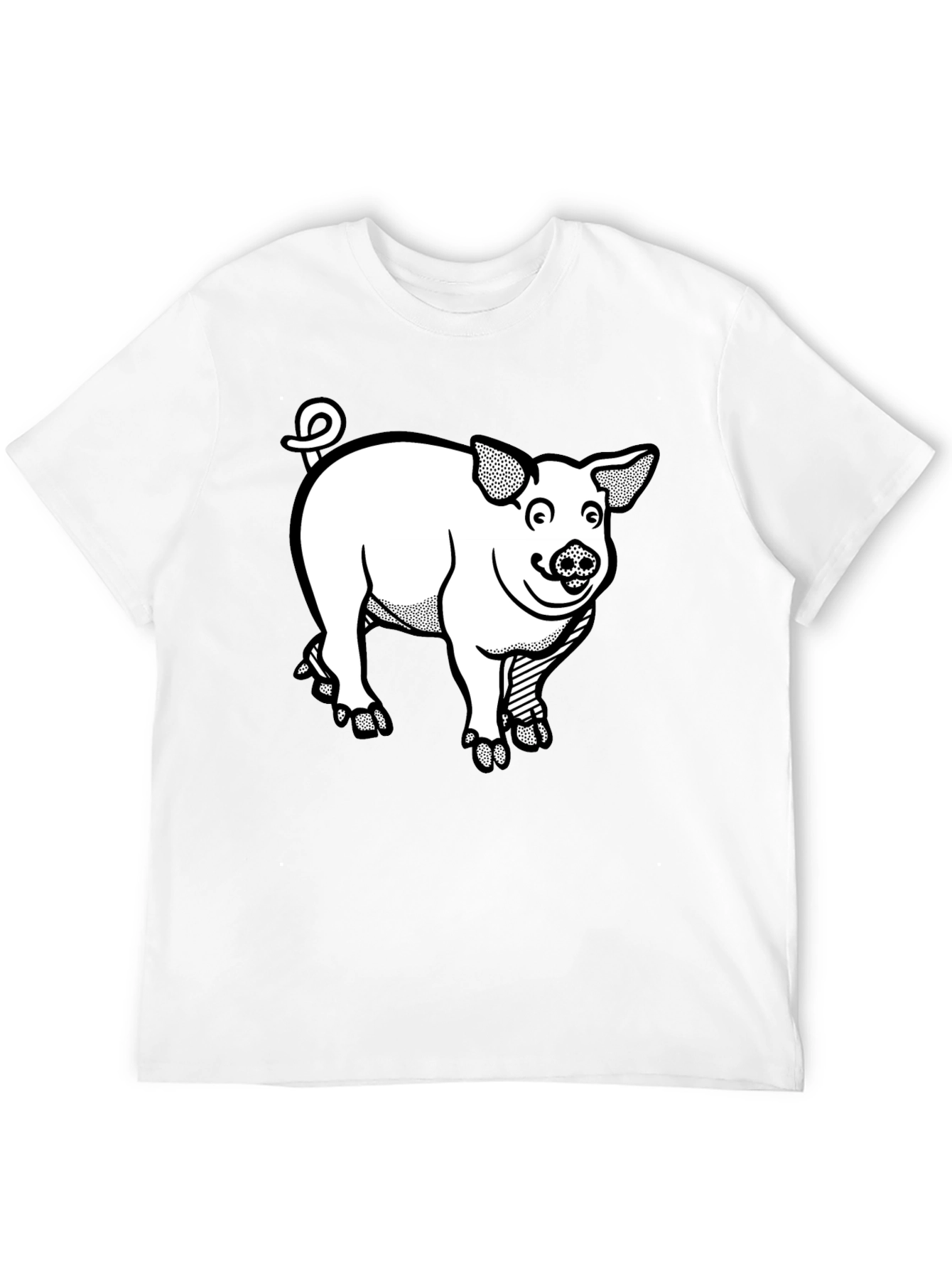 Cartoon Pig Graphic Tee - Black T-Shirt