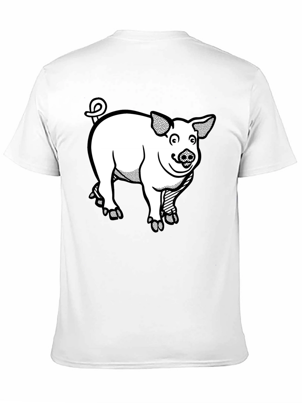 Cartoon Pig Graphic Tee - Black T-Shirt