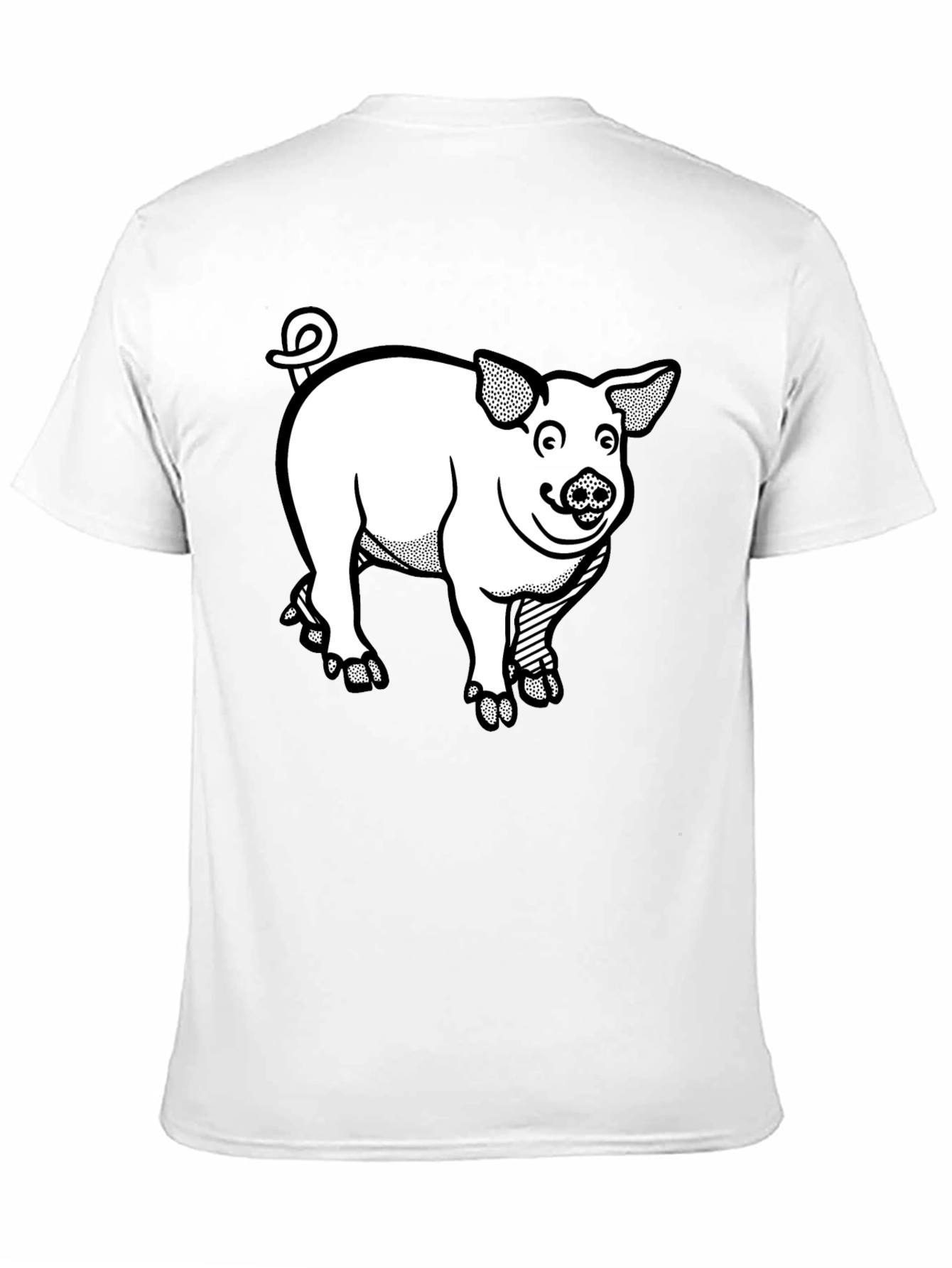 Cartoon Pig Graphic Tee - Black T-Shirt