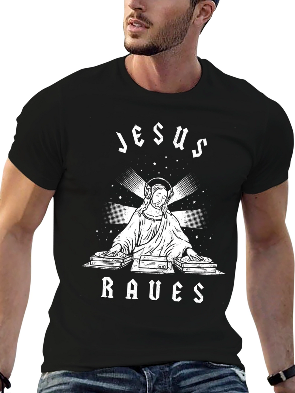 Jesus Raves T-Shirt - Funny EDM Rave Party Tee
