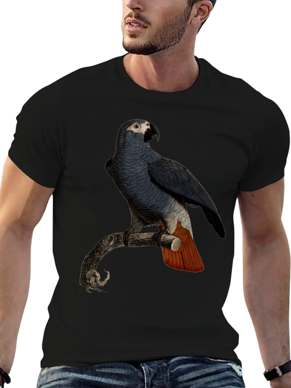 Parrot Graphic T-Shirt - Mens Black Tee