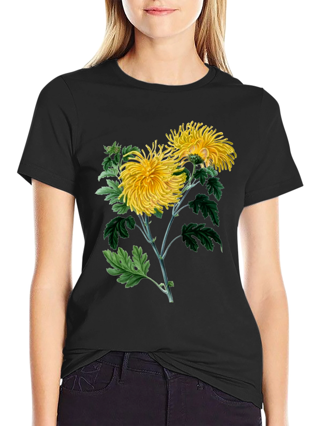 Botanical Chrysanthemum Graphic T-Shirt