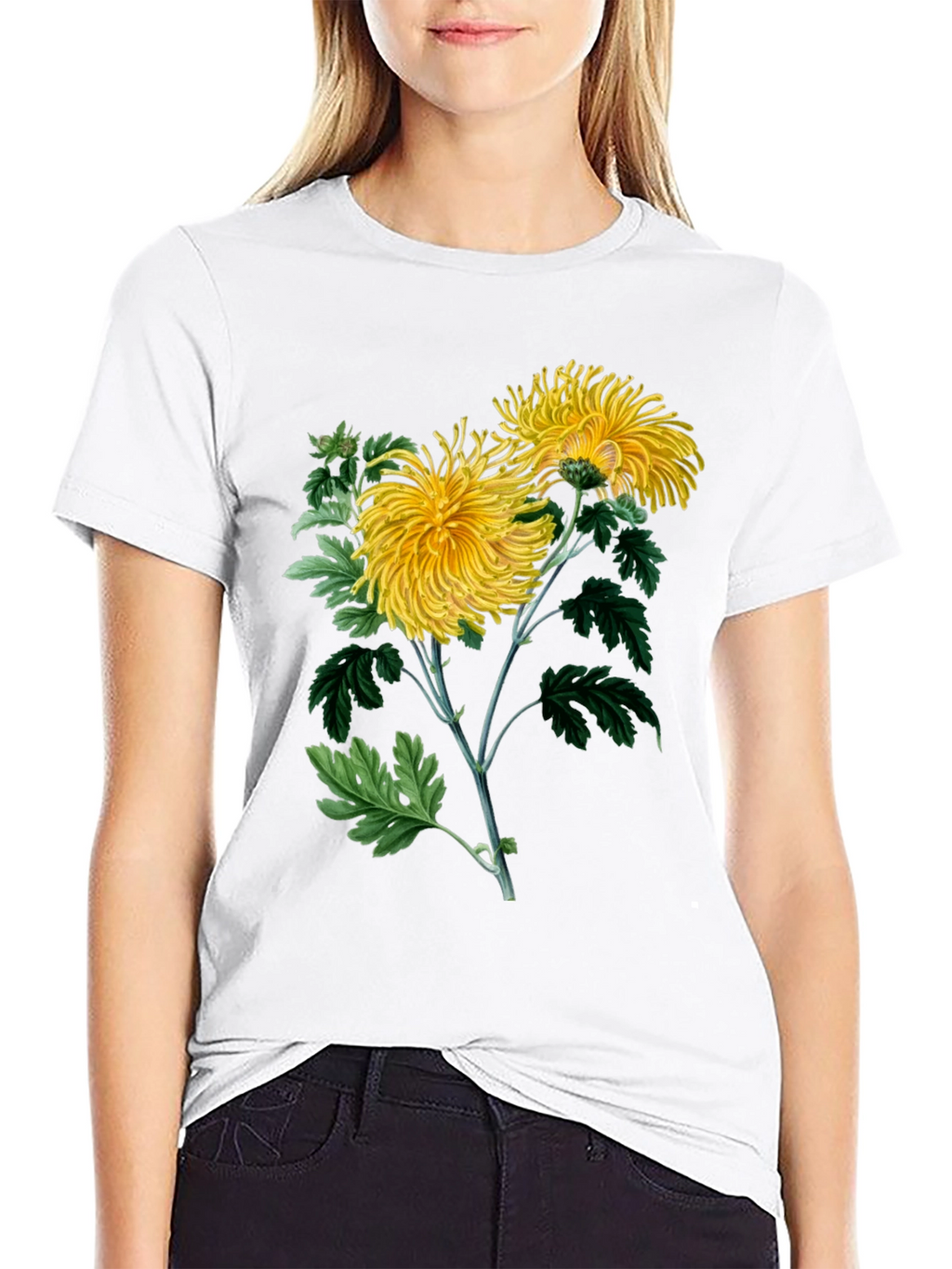 Botanical Chrysanthemum Graphic T-Shirt