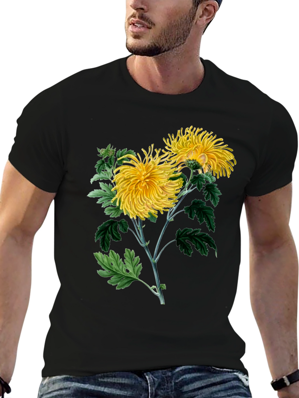 Botanical Chrysanthemum Graphic T-Shirt