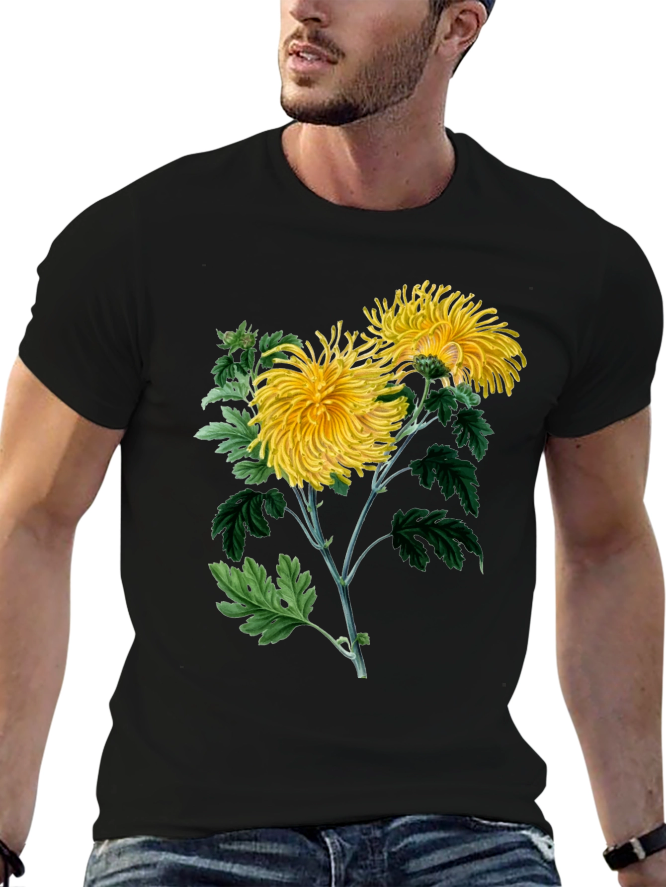 Botanical Chrysanthemum Graphic T-Shirt