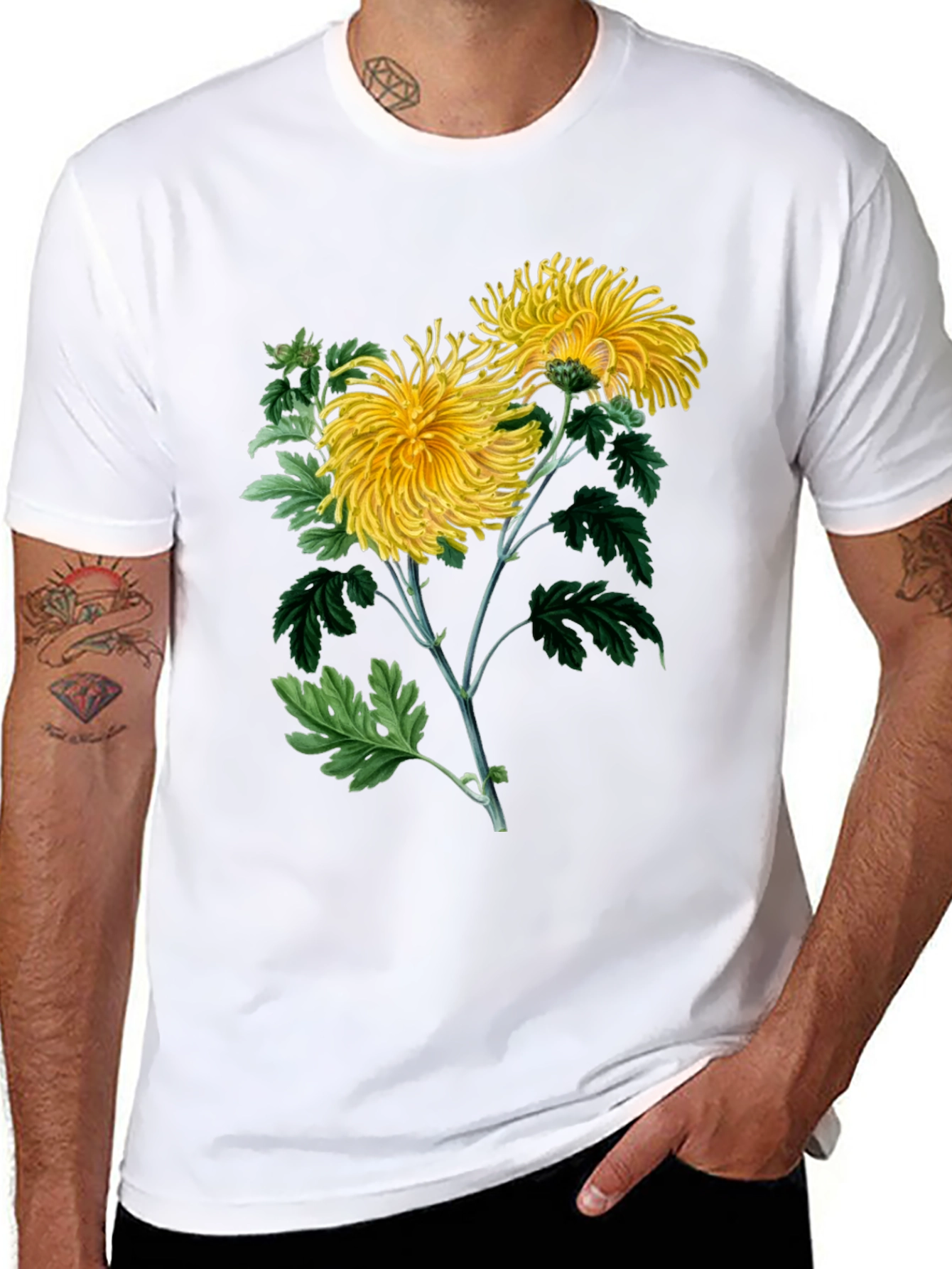 Botanical Chrysanthemum Graphic T-Shirt