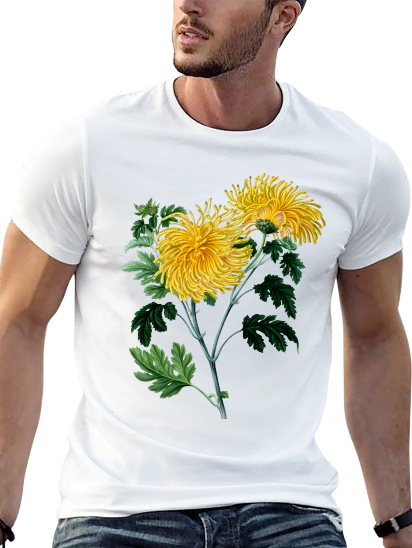 Botanical Chrysanthemum Graphic T-Shirt