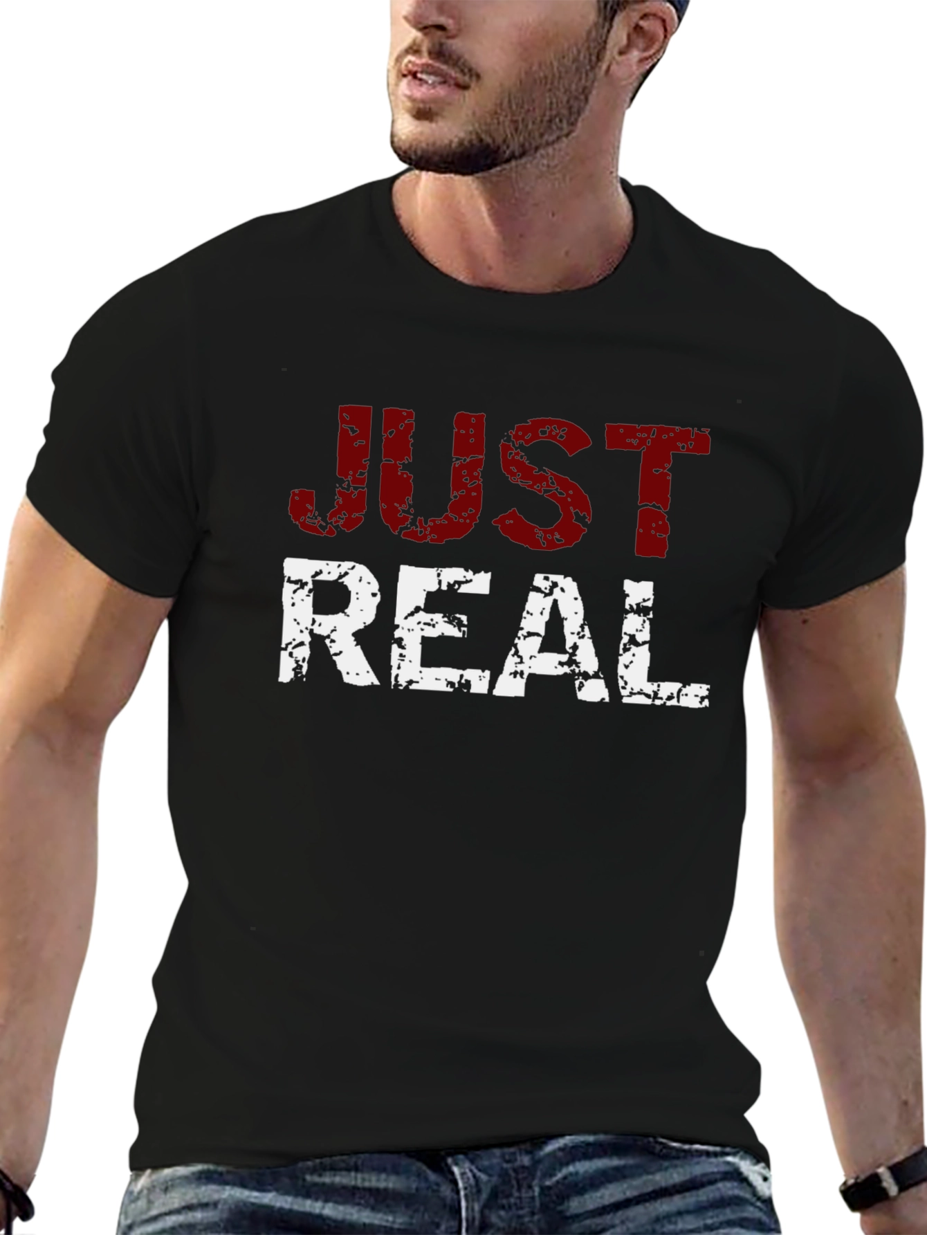 Just Real Distressed Graphic T-Shirt