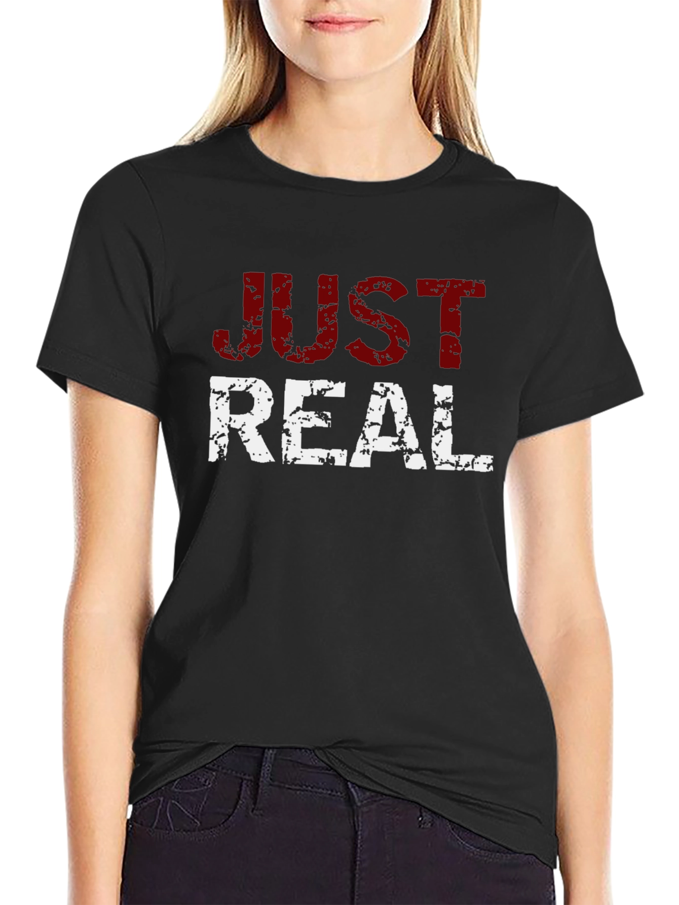 Just Real Distressed Graphic T-Shirt