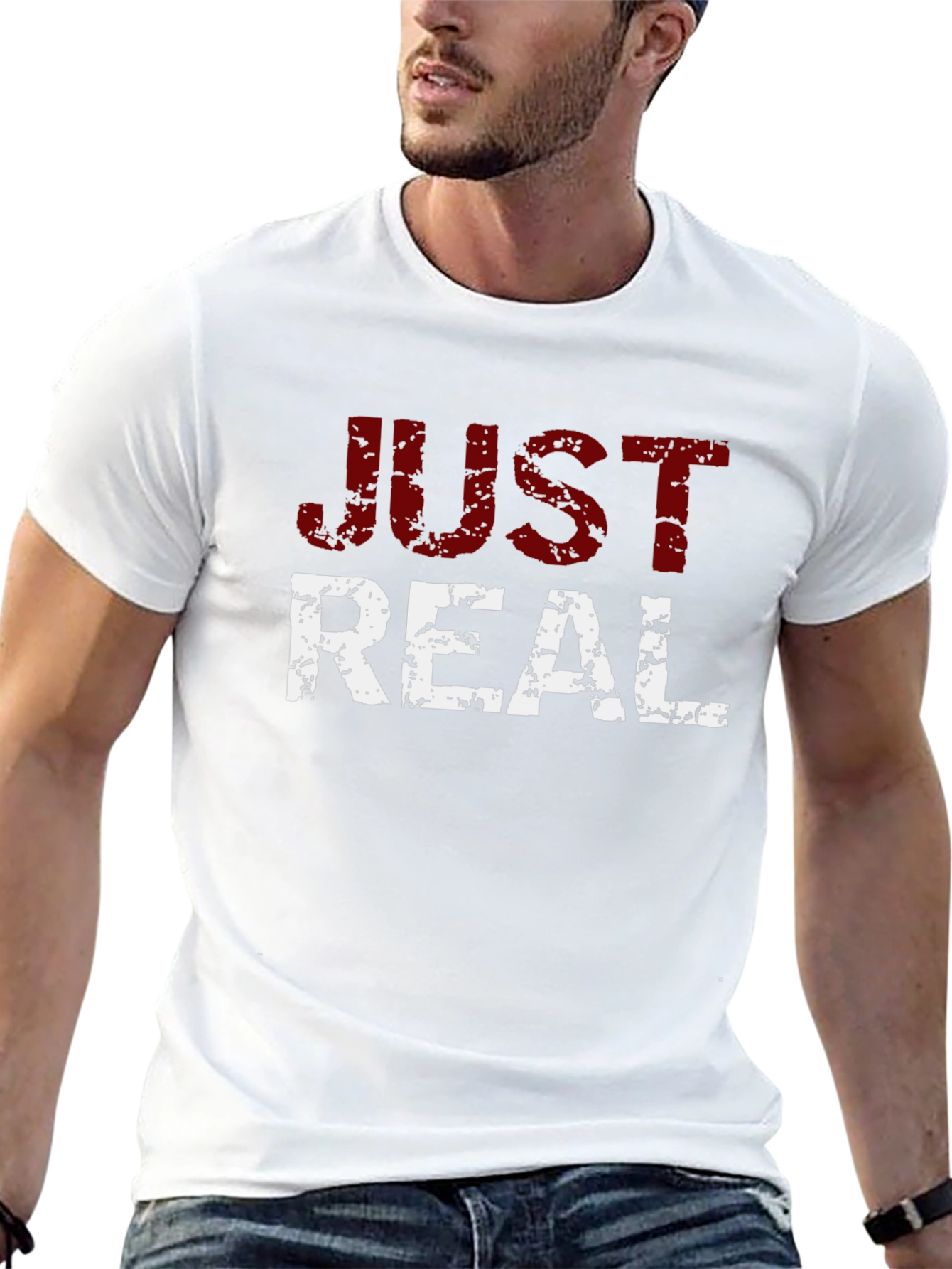 Just Real Distressed Graphic T-Shirt
