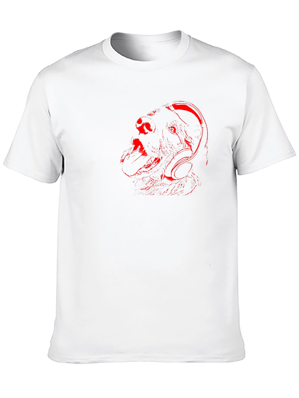 Dog with Headphones Graphic Tee - Black