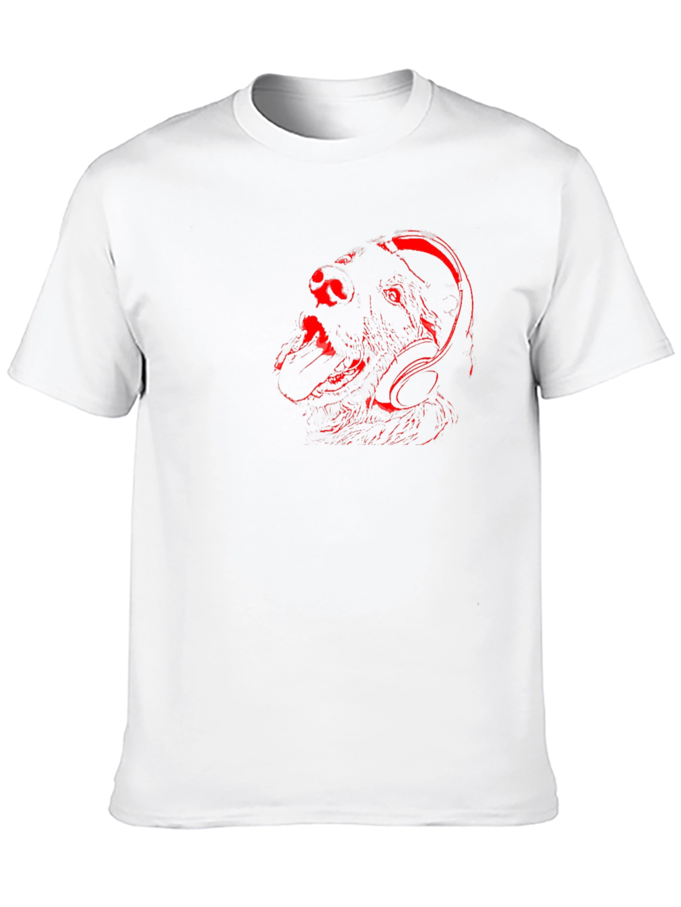 Dog with Headphones Graphic Tee - Black