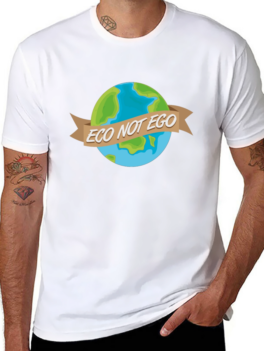 Eco Not Ego Earth Graphic Tee - Black