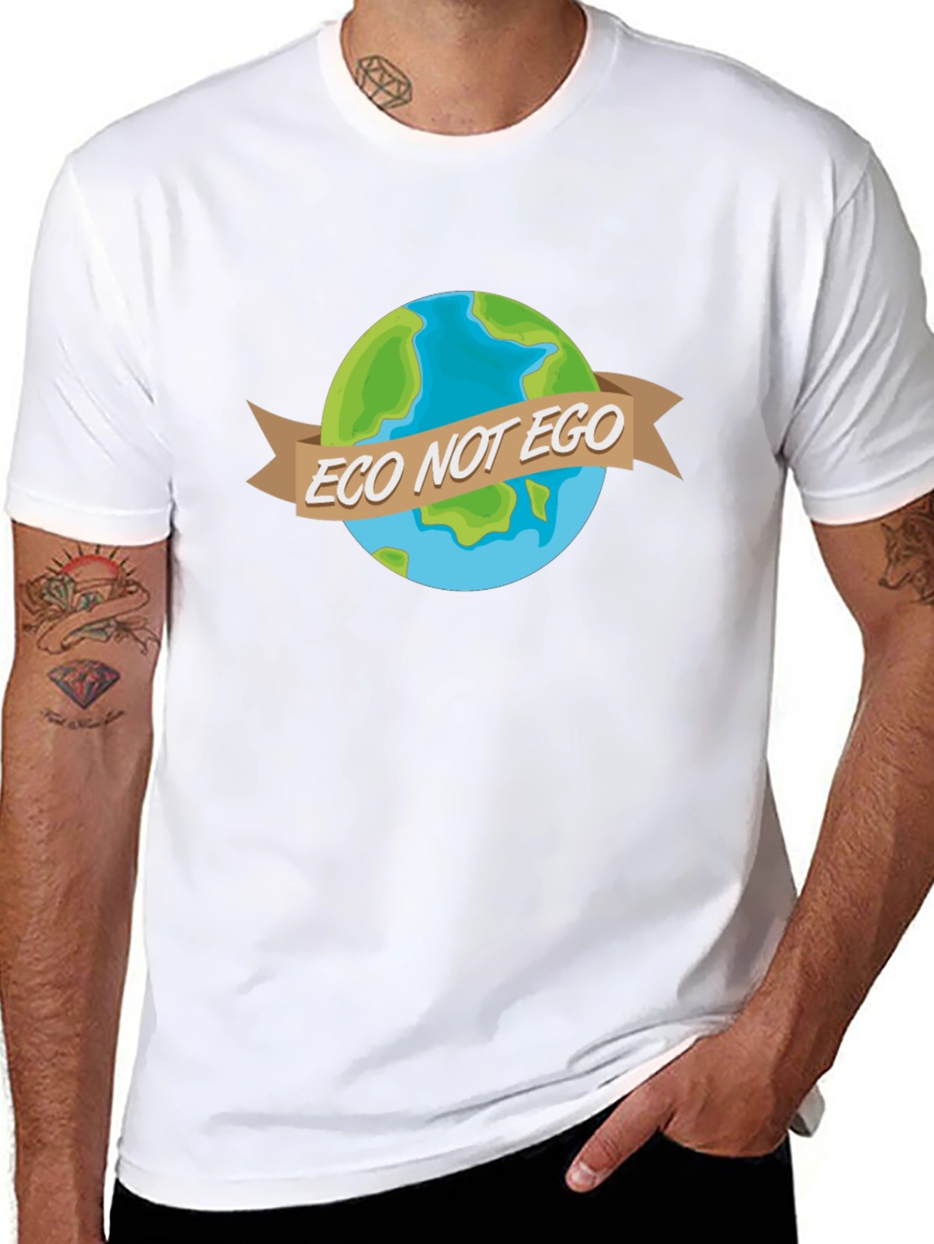 Eco Not Ego Earth Graphic Tee - Black