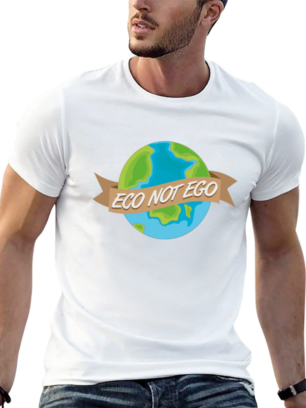 Eco Not Ego Earth Graphic Tee - Black