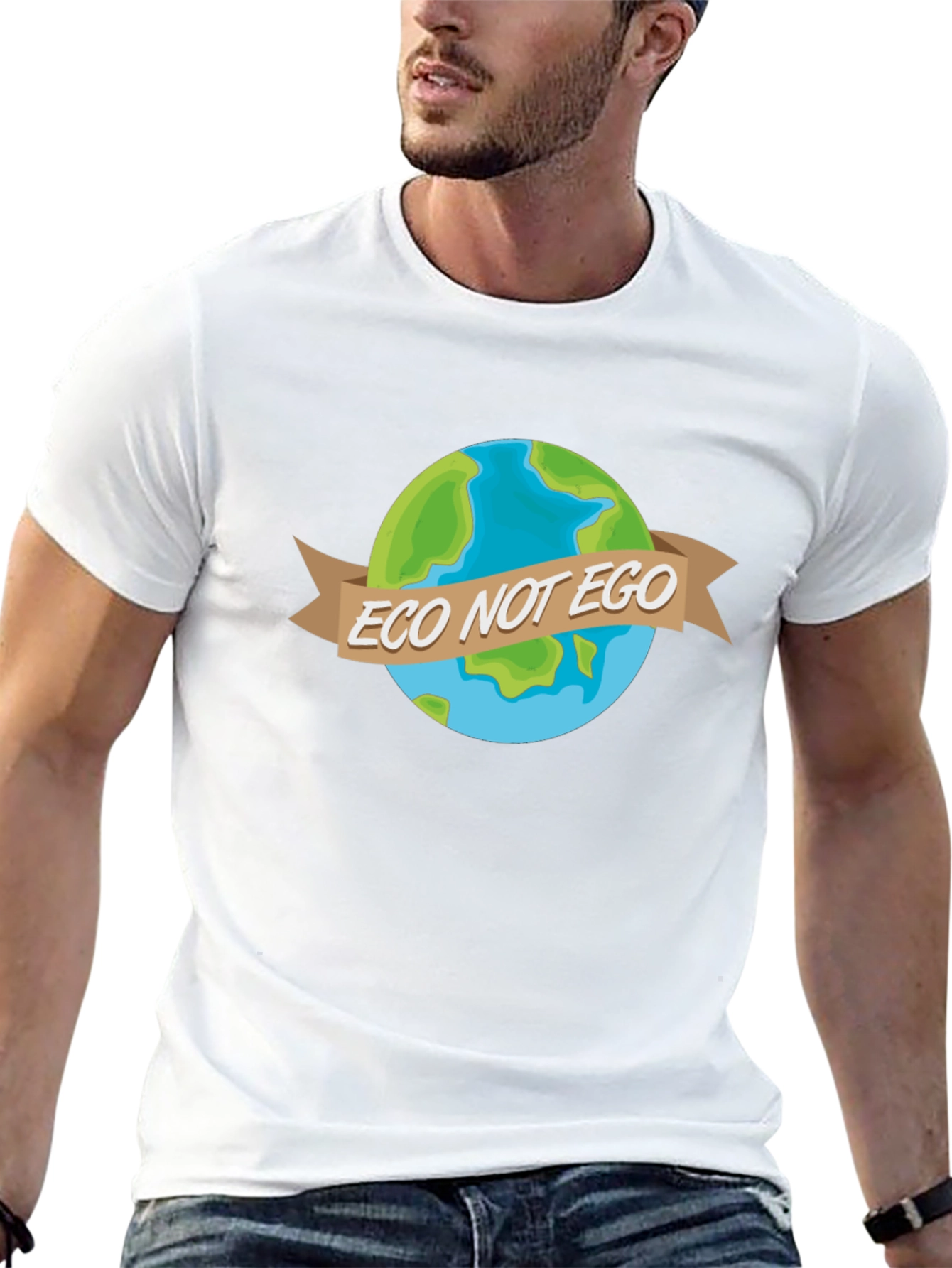 Eco Not Ego Earth Graphic Tee - Black