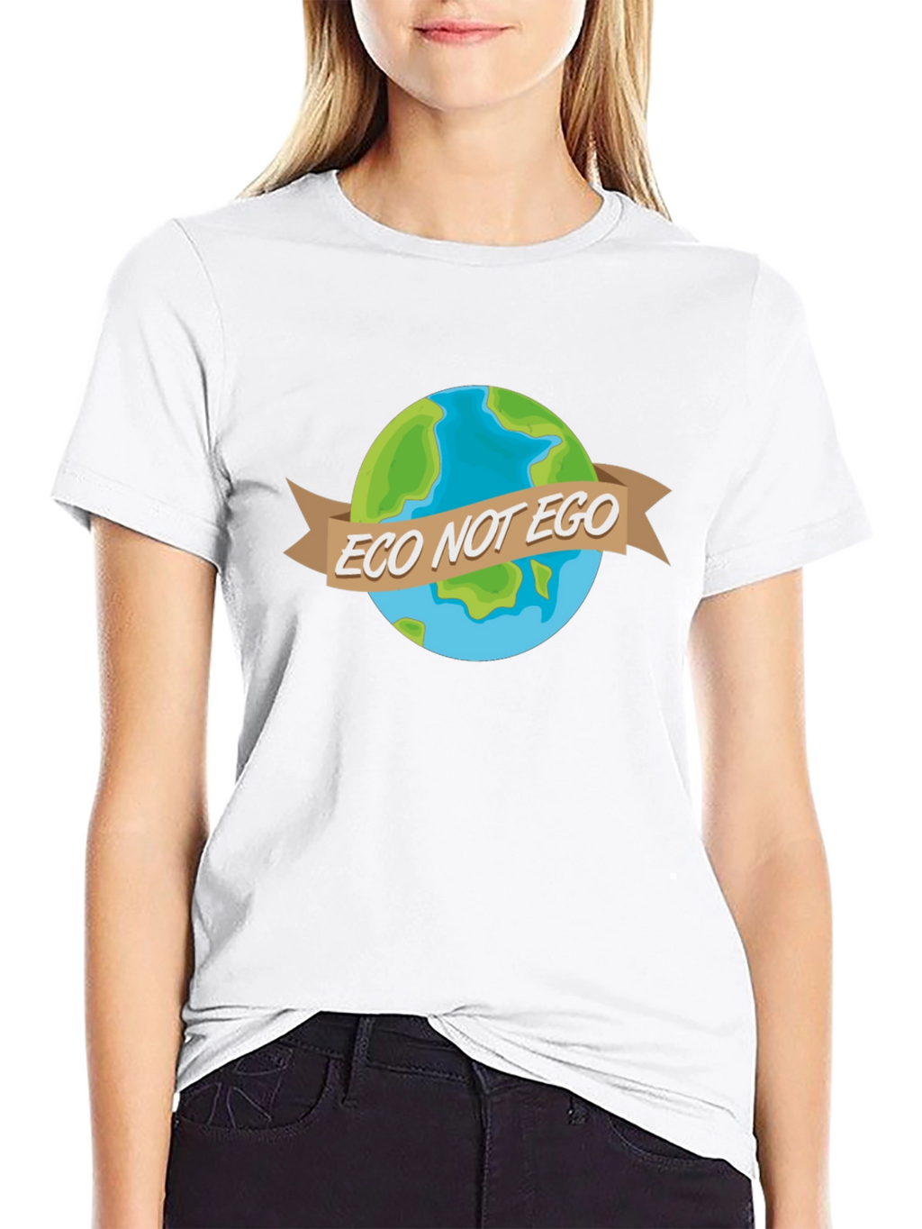 Eco Not Ego Earth Graphic Tee - Black