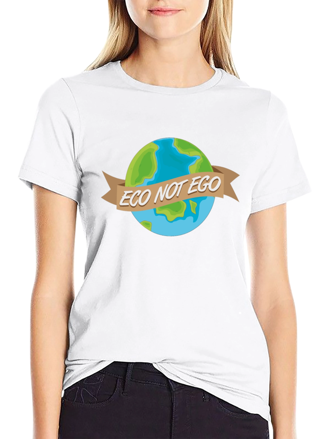 Eco Not Ego Earth Graphic Tee - Black