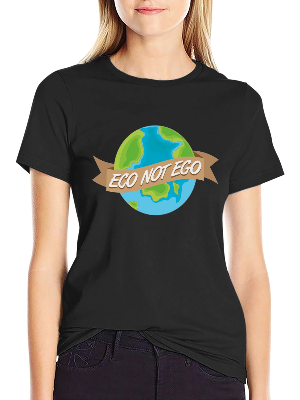 Eco Not Ego Earth Graphic Tee - Black